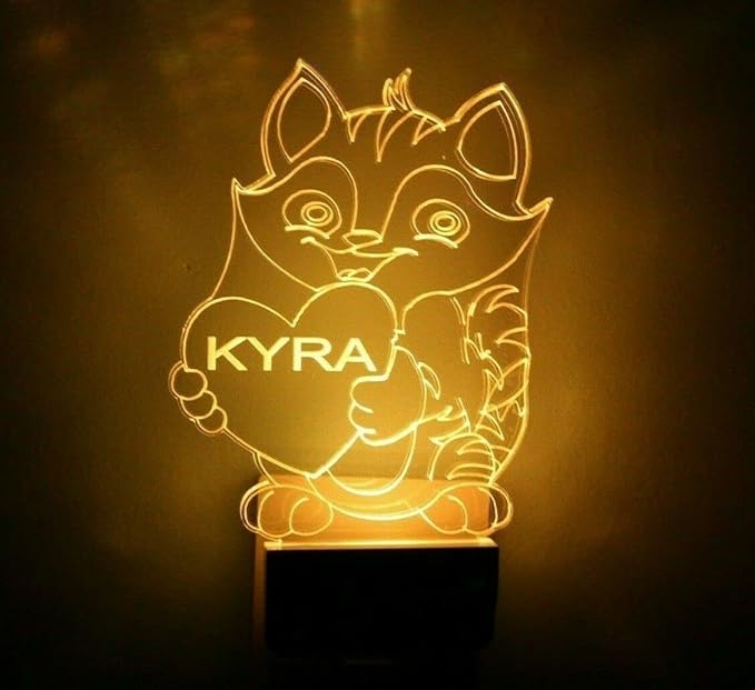 MIRROR MANIA Night Light Multi Color Personalized LED Plug-in, Ultra-Slim Touch Night Light Smart Dusk to Dawn Sensor, Kids Children's Bedroom Kitchen Bathroom Hallway Play Room Variations (Cat)