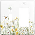 Colorful Wildflowers Dragonfly Butterfly Floral Outlet Covers 1 Toggle 1 Rocker Combination Decorative Wall Plate Electrical Switch Plates Light Switch Cover Plate for Bedroom Living Room Decor