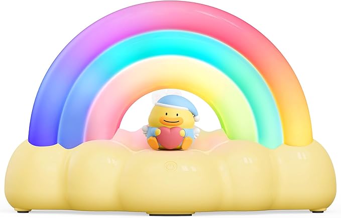 Rainbow Night Light, Night Lamp with 3 Mode and 30 min Timing LED Rechargeable Touch Control Neon Light for Kids Room,Nursery Night Light for Baby, Gift for Girls and Boys (Yellow)