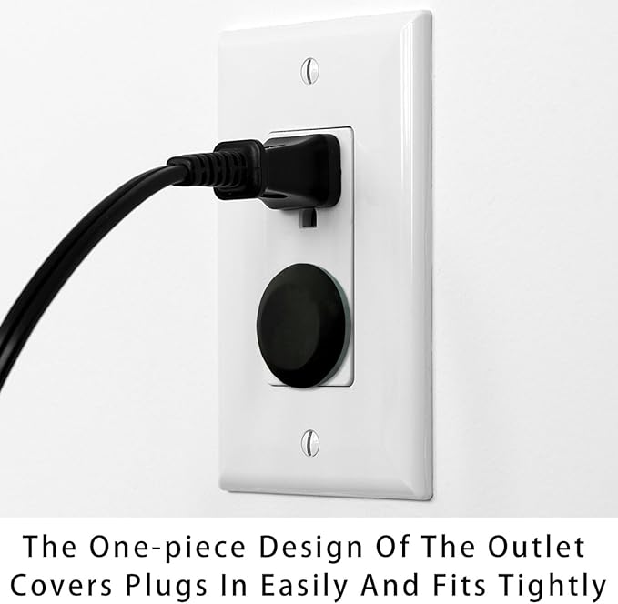 24 Packs Outlet Covers Baby Child Proofing, Pure Black 2-Prong Power Wall Plate Safety Receptacle Cover, Socket Protection Cap for Home, Kids Room, Bedroom