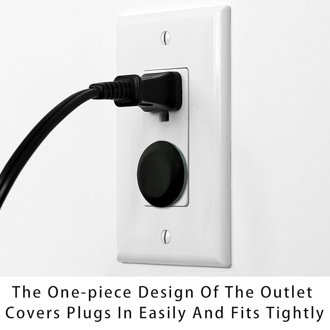 Baby Safety Outlet Plug Electrical Socket Covers, Pure Black