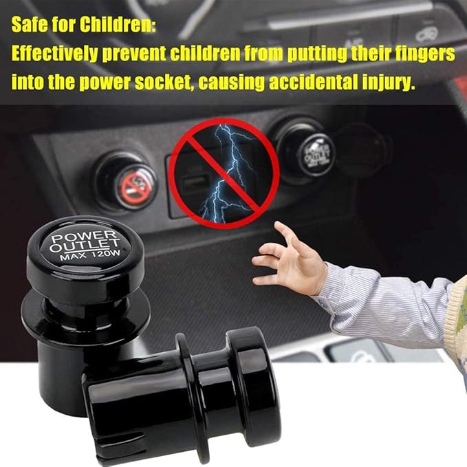 Cigarette Lighter Socket Cover Cap 2 Pack, Universal Waterproof Dustproof Plug for Car Power Port Outlet - Prevent Kids from Electric Shock