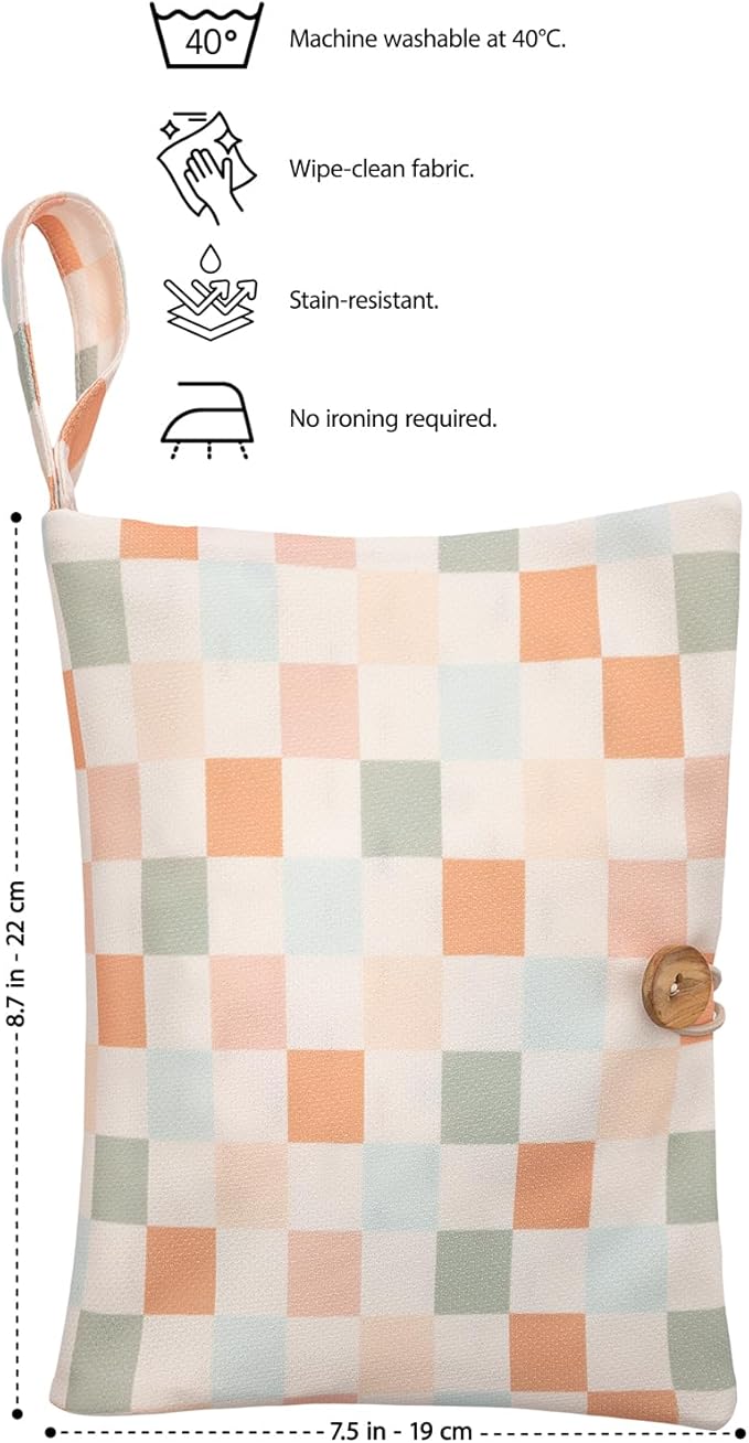 Baby Diaper Bag Organizer, Portable Baby Essentials Storage Pouch for Parents and Caregivers, Organizer Insert for Stroller and Handbag, Machine Washable (Gingham)