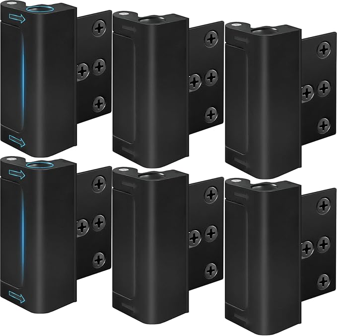 6 Pieces Home Security Door Reinforcement Lock, Door Locks for Kids Safety Front Door, Child Proof Door Lock Latch from Inside, Withstand 800lbs of Force Prevent Unauthorized Entry, Black