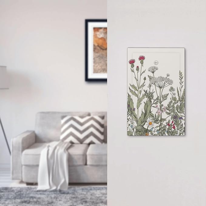 Spring Floral Flowers Leaf 1-Gang Blank Wallplate Jumbo Size Outlet and Blossom Nature Plant Botanical Light Switch Cover Vintage Rustic Country Green Decorative Switch Face Wall Plate Cover