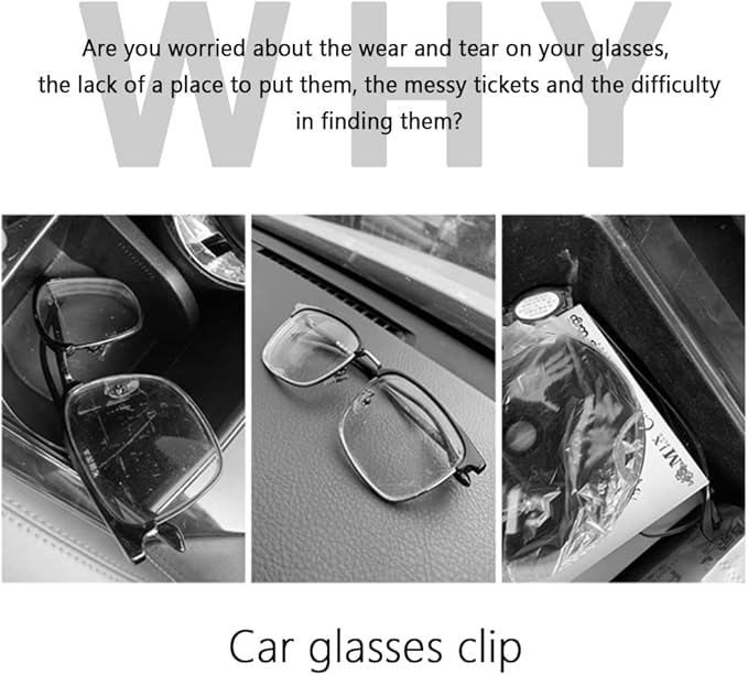 OFBAND Magnetic Sunglass Holder for Car Visor,PU Leather Car Sunglass Holder Organizes Glasses Tickets Cards & Keeps Car Tidy,Universal Car Accessories Interior (Red)