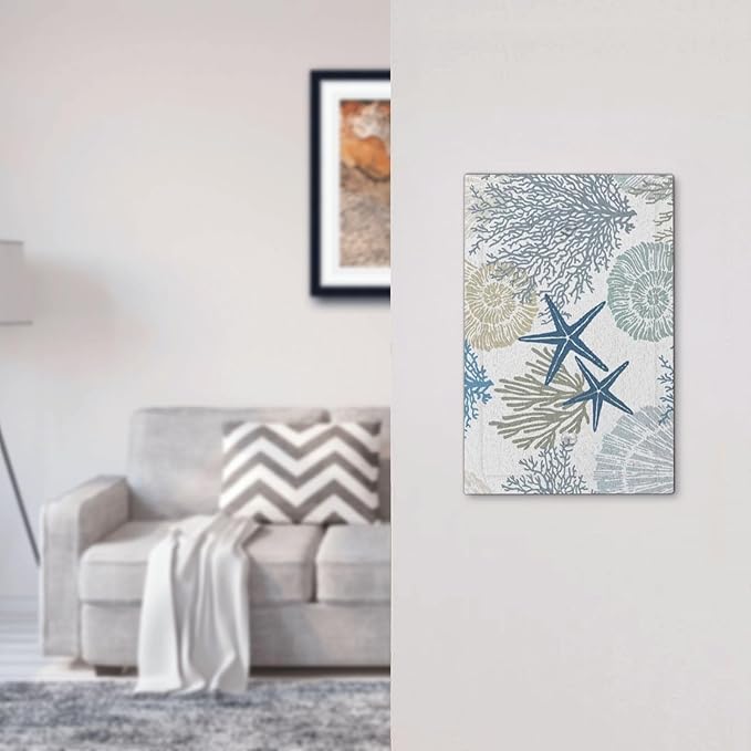 Turquoise Tropical Nautical Ocean Beach 1 Gang No Blank Wallplate Unused Outlet Cover, Teal Blue Coastal Starfish Coral Seashell Hawaiian Single Device Blank Decorative Light Switch Face Wall Plate