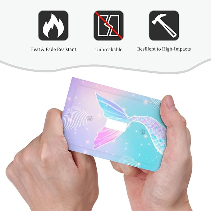 Mermaid 1 Gang Light Switch Cover Single Toggle Wall Plate Rainbow Tail Scales Jelly Fish Decorative Electrical Switchplate Covers for Nursery Girls Boys Room Kids Room Decor