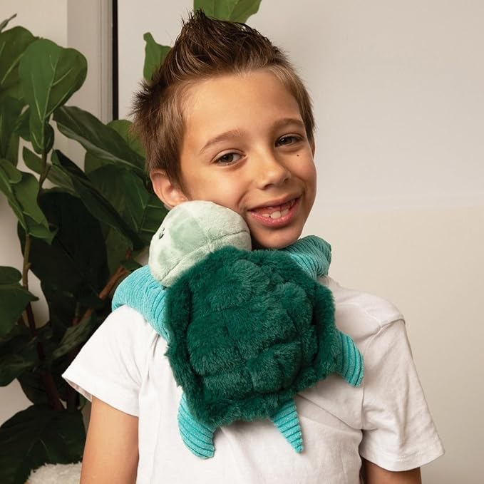 HUGIMALS Hugarounds Sidney the Sea Turtle 2.5 lb Microwaveable & Freezable Weighted Plush Neck & Shoulder Wrap | Soothing, Comforting Hugs for Self-Care & Relaxation | Unscented for Ages 2+