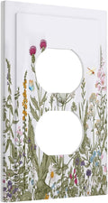 Rustic Wild Floral Vintage Teal Botanical 1 Gang Outlet Plate Duplex Decorative Outlet Covers Electrical Receptacle Lightswitch Faceplate 5" X 3"