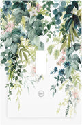 Colorful Plant Flower Sage Eucalyptus Leaves Decorative Light Switch Cover 1 Gang Single Toggle Device Electrical Faceplate Switchplates Decorator Outlet Wall Plate for Bedroom Living Room Decor