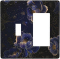 Navy Blue Floral Vintage Flower Dark Watercolor Outlet Covers 1 Toggle 1 Rocker Combination Decorative Wall Plate Electrical Switch Plates Light Switch Cover Plate for Bedroom Living Room Decor