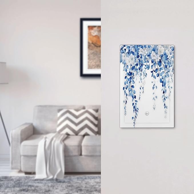 Blue Eucalyptus Leaves Floral Vine Flower Light Switch Cover Plate 1 Gang No Device Blank Electrical Wall Plates Faceplate Decorative Switch Plate for Bedroom Living Room Decor
