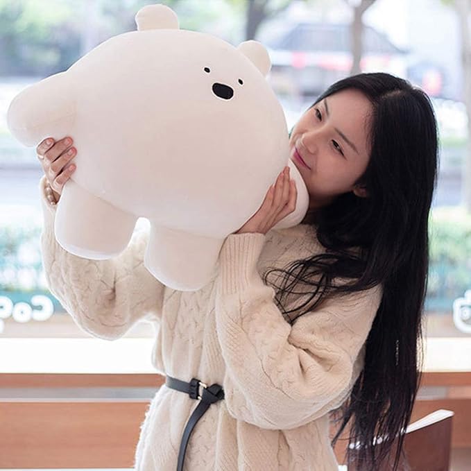 REFAHB 15.7 inch Cute Bear Plush Stuffed Animal Body Pillow Fat Cartoon Cylindrical Body Pillows for Kids, Super Soft Hugging Toy Gifts for Bedding, Kids Sleeping Nap Kawaii Pillow