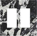 Black White Marble Abstract Luxury Decorative Outlet Covers 2 Gang Double GFCI Rocker Electrical Wall Panels Light Switch Cover Plate for Bathroom Kitchen Decor