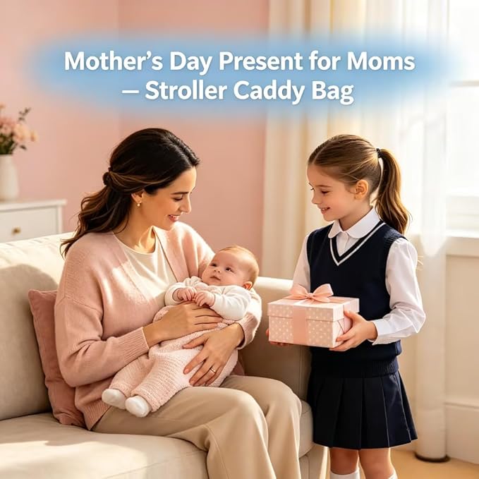Universal Stroller Organizer with Insulated Cup Holders,Large Capacity Non-Slip Stroller Caddy Bag Fits for Uppababy/Doona/Jogger/Britax/Mompush/BoB with Anti-Sag Hard Bottom and Wet Wipes Pocket