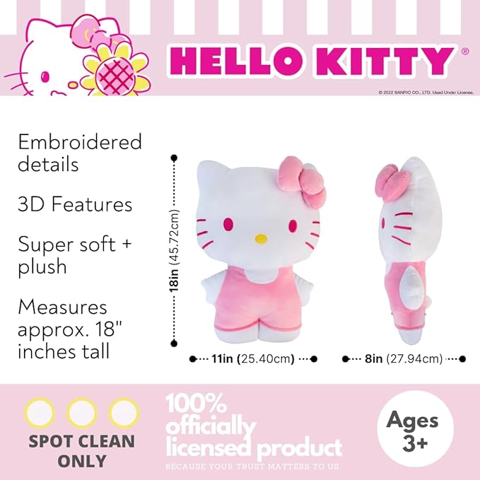 Hello Kitty Pink Plush Cuddle Pillow Buddy, Kids Bedding Super Soft & Cozy, (Officially Licensed Product) by Franco