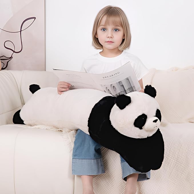 MMguai 40'' Giant Panda Stuffed Animal, Large Stuffed Panda Long Body Pillow Plush Toy, Big Soft Toy Panda Jumbo Fluffy Bear Plushies Gift for Kids Boys Girls, Birthday