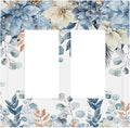 Blue Vine Snowflake Plants Leaves Floral Flowers Decorative Outlet Covers 2 Gang Double GFCI Rocker Electrical Wall Panels Light Switch Cover Plate for Bedroom Living Room Decor