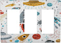 Cartoon Space Rocket Boys Universe Planet 3 Gang Rocker Light Switch Covers Decorative Unique Triple Outlet Wall Plate Cover Faceplate Decorative Switchplate GFCI for Nursery Kidroom Bedroom