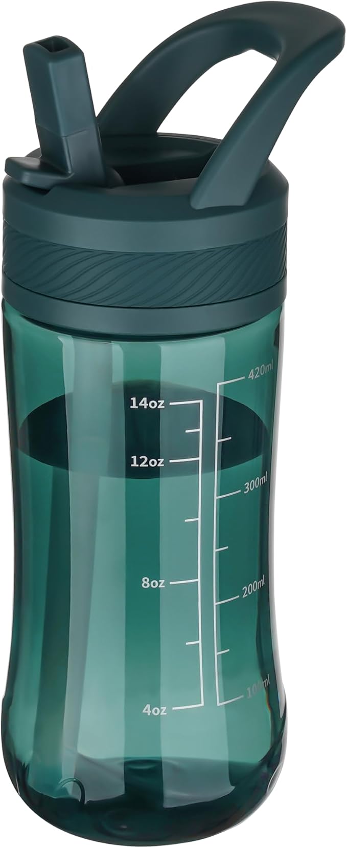 Kids Water Bottle, Dustproof Leakproof Cover, BPA Free Tritan Water Bottle Kids With Volume Markings Drinking 14oz Clear Water Bottle Unique Cat Paw Print Bottom Toddlers, School , Outdoor（Dark Green）