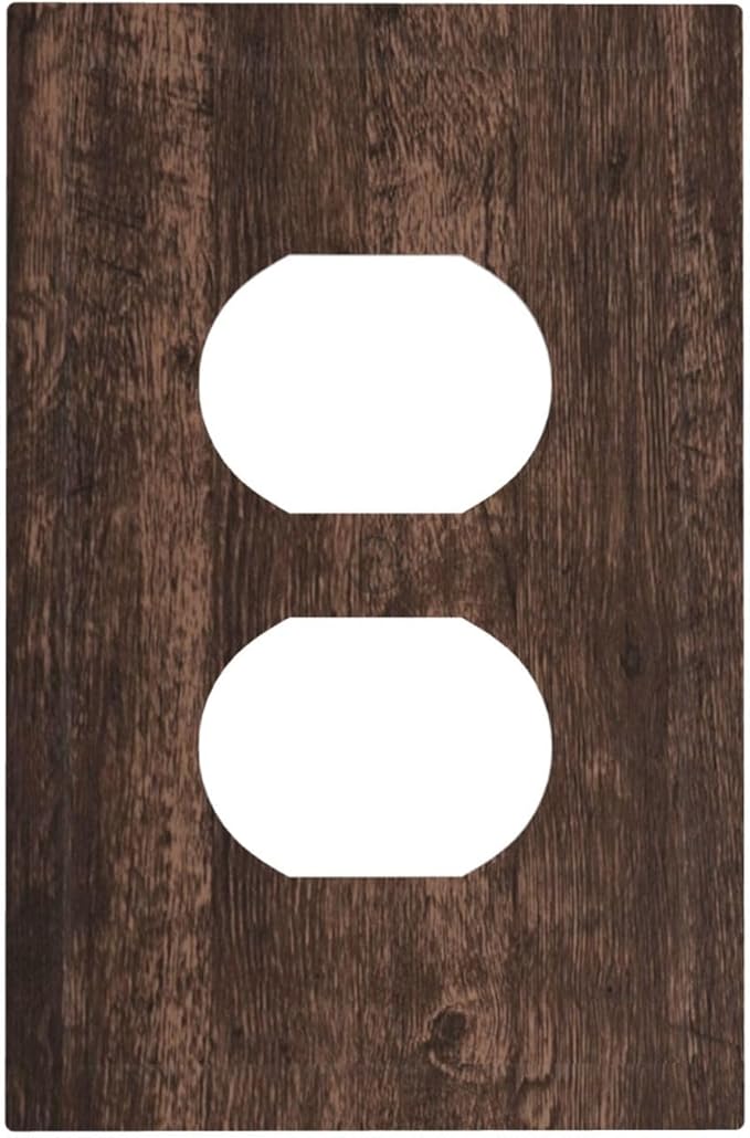 Brown Dark Wood Plank Rustic Vintage Print Outlet Covers 1 Gang Duplex Light Switch Cover Decorative Switch Plates Electrical Receptacle Faceplate Wall Plate for Farmhouse Home Decor