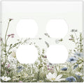 Colorful Wildflowers Daisy Plant Butterfly Floral Outlet Covers 2 Gang Double Duplex Decorative Light Switch Covers Electrical Wallplates Socket Faceplate for Bed Room Living Room Decor
