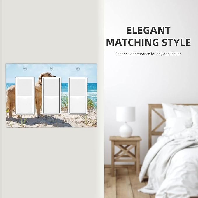 Custom Triple Rocker Light Switch Plate Covers Decorative Personalized Your Own 3 Gang Decora Wall Plate Gifi Lightswitch Faceplate with Picture Logo Text for Bathroom Kitchen 6.38" X 4.9"
