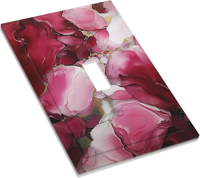 Decorative Light Switch Cover Plate Abstract Luxury Red Gold Marble Textures 1 Gang Wall Plate Oversized Single Toggle Wall Cover Plate Jumbo Electrical Switchplate Face Plate