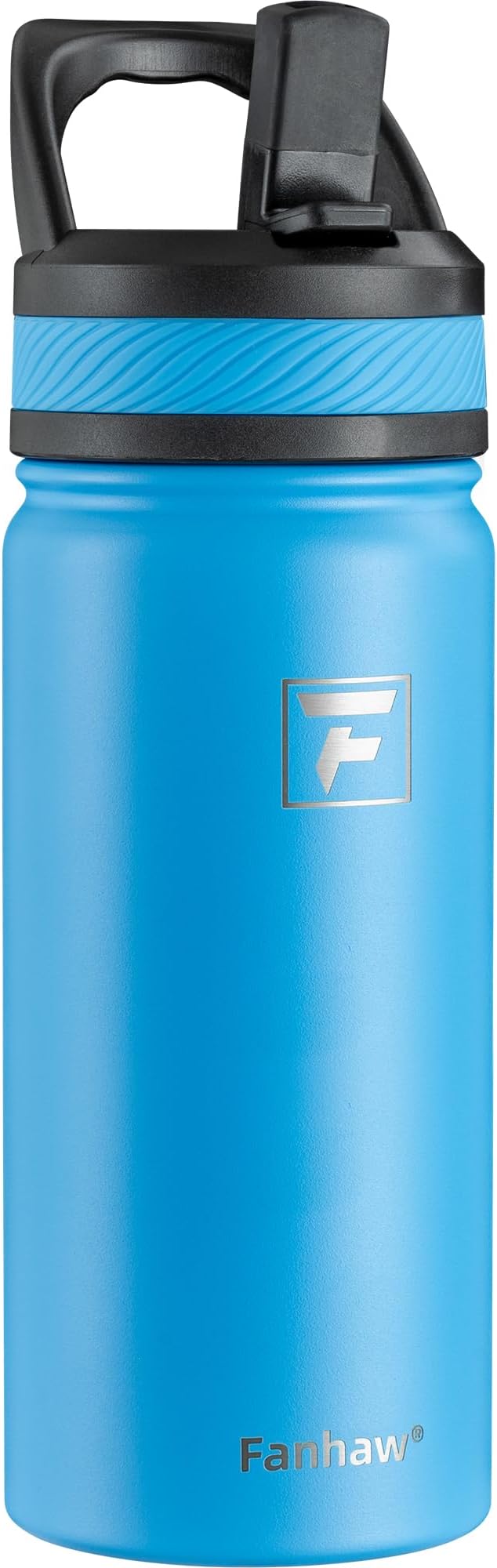 Fanhaw 18 Oz Kids Insulated Water Bottle with Straw Lid – Stainless Steel Double Wall Vacuum, Leak-Proof, BPA-Free Water Bottles for School Boys & Girls(Sky Blue)