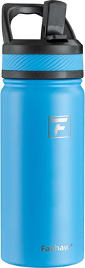Fanhaw 18 Oz Kids Insulated Water Bottle with Straw Lid – Stainless Steel Double Wall Vacuum, Leak-Proof, BPA-Free Water Bottles for School Boys & Girls(Sky Blue)