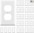 ELEGRP Duplex Receptacle Outlet Covers, 1-Gang Standard Size Wall Plates, Unbreakable Polycarbonate Dual Outlet Faceplates Covers, UL Listed, Color-matched Screws Included (50 Pack, Glossy White)