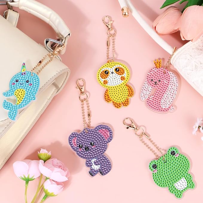 EAPHANT Diamond Art Kits for Kids, Gem Keychains and Stickers Painting Gifts for Girls Ages 4-8 8-12, Arts and Crafts Toys for Kids with 29 Designs