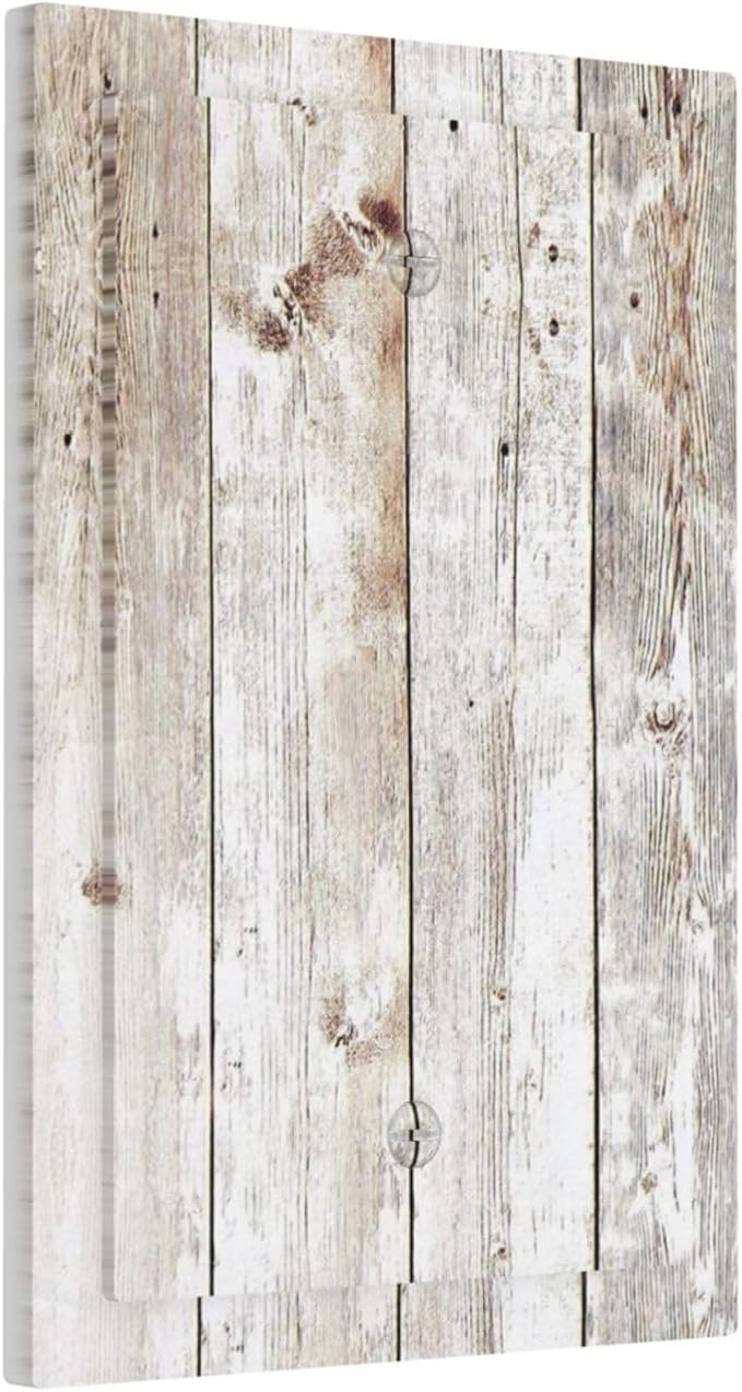 Vintage Light Wood Retro Rustic White Gray Oak Print Light Switch Cover Plate 1 Gang No Device Blank Electrical Wall Plates Faceplate Decorative Switch Plate Covers for Farmhouse Home Decor