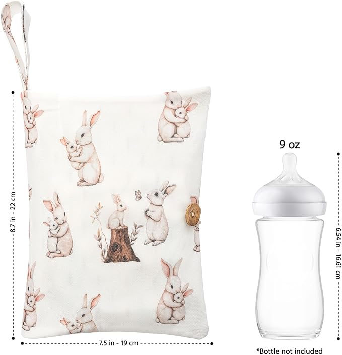 Baby Diaper Bag Organizer, Portable Baby Essentials Storage Pouch for Parents and Caregivers, Organizer Insert for Stroller and Handbag, Machine Washable (Bunny)