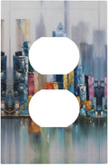 Colorful Nyc Skyline Textured Modern Abstract Outlet Covers 1 Gang Duplex Light Switch Cover Decorative Switch Plates Electrical Receptacle Faceplate Wall Plate for Bedroom Living Room Decor