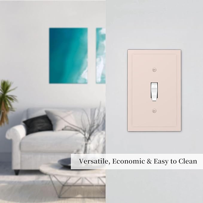 Beige 1 Gang Light Switch Cpver Outlet Covers Decorative Single Toggle Wall Plate Electrical Switchplate Faceplate