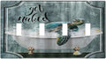 Teal Green Sea Turtle Funny Ocean Vintage Tortoise Beach Theme Light Switch Covers Quad Toggle 4 Gang Wall Plate Decorative Switch Plates Electrical Faceplate for Kids Room Bathroom Decor