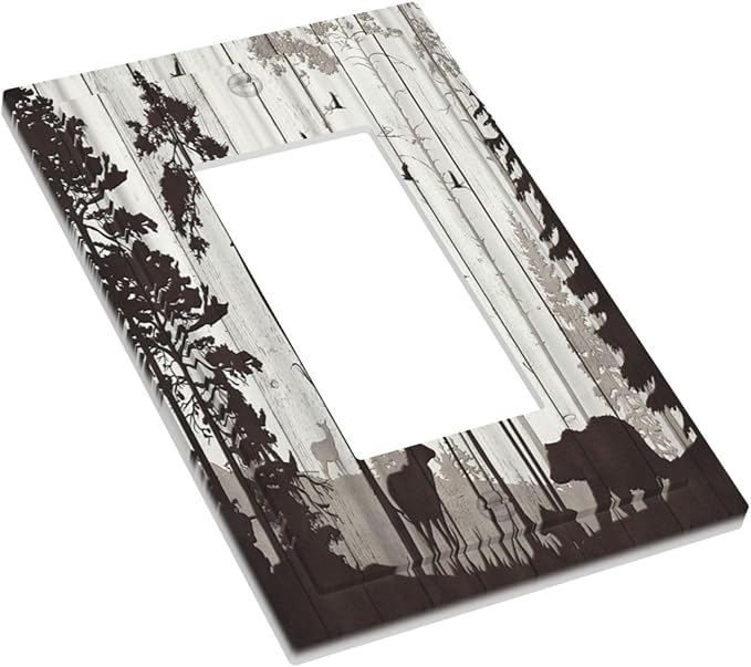 Outlet Covers Rustic Deer Hunting Forest Woodland 1 Gang Wall Plate Single Rocker Light Switch Cover Country Decorative GFCI Receptacle Cover Electrical Switchplate for Farmhouse Home Decor