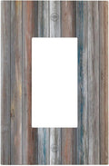 Outlet Covers Vintage Blue Grey Wood Plank 1 Gang Wall Plate Single Rocker Light Switch Cover Rustic Country Decorative GFCI Receptacle Cover Electrical Switchplate for Farmhouse Home Decor