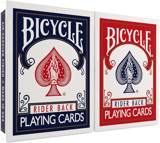 Bicycle Rider Back Playing Cards, Standard Poker Size Deck of Cards, Red & Blue (2 Pack), Classic Cards for Poker, Blackjack, Family Game Night & Card Games, Fun for All Ages