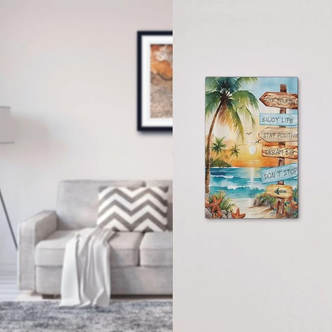 Tropical Beach Palm Tree Summer Coastal Ocean Sunset Light Switch Cover Plate 1 Gang No Device Blank Electrical Wall Plates Faceplate Decorative Switch Plate for Bedroom Living Room Decor