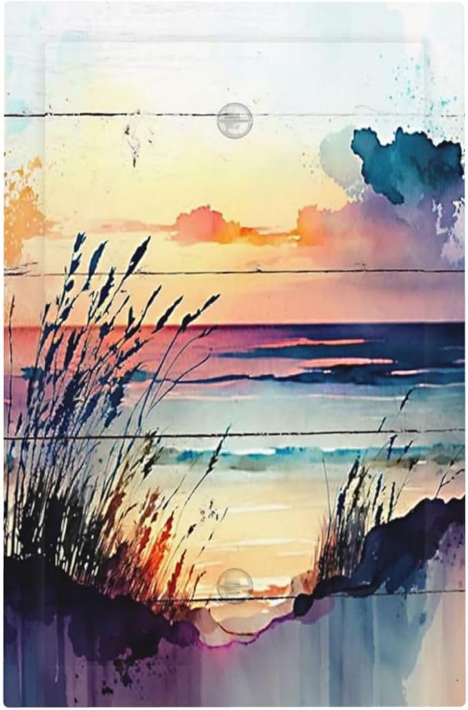 Decorative Light Switch Plate Covers Sunset Beach Abstract Nature Coastal Seascape 1 Gang No Device Single Blank Outlet Covers Wall Plate Light Switch Cover Plate for Bedroom Home Decor