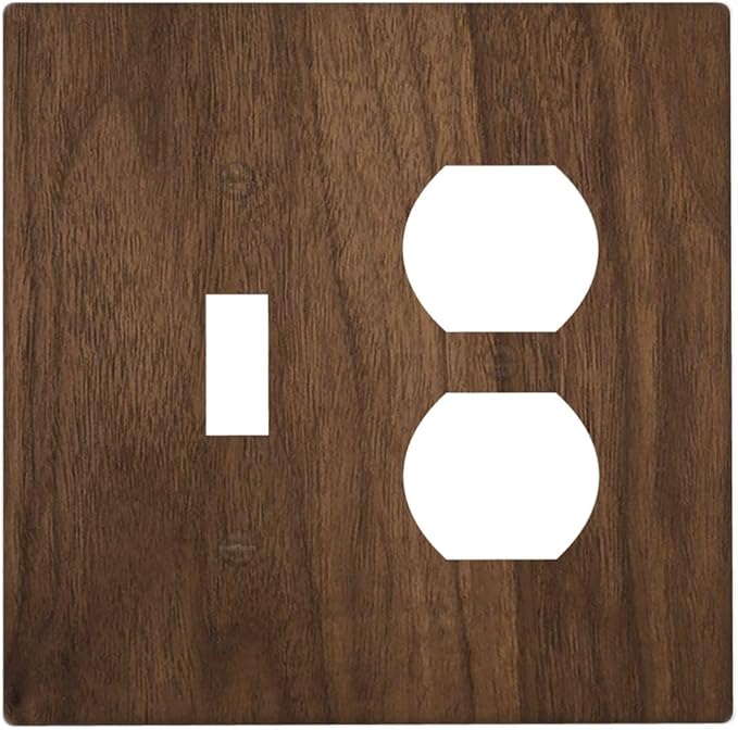 Outlet Covers Dark Brown Wood Grain 1 Toggle 1 Duplex Switch Plate Covers Electrical Light Switch Cover Plate Decorative Wall Plate Socket Cover for Farmhouse Cabin Decor