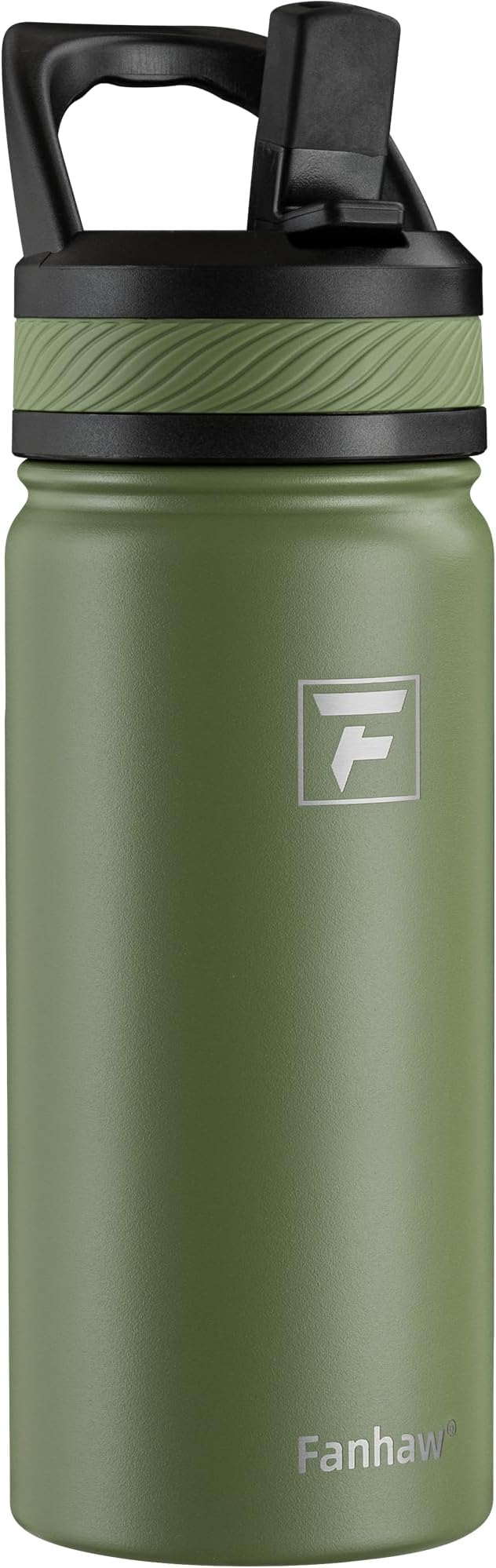 Fanhaw 18 Oz Kids Insulated Water Bottle with Straw Lid – Stainless Steel Double Wall Vacuum, Leak-Proof, BPA-Free Water Bottles for School Boys & Girls(Olive Green)