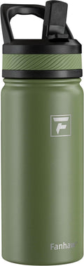 Fanhaw 18 Oz Kids Insulated Water Bottle with Straw Lid – Stainless Steel Double Wall Vacuum, Leak-Proof, BPA-Free Water Bottles for School Boys & Girls(Olive Green)