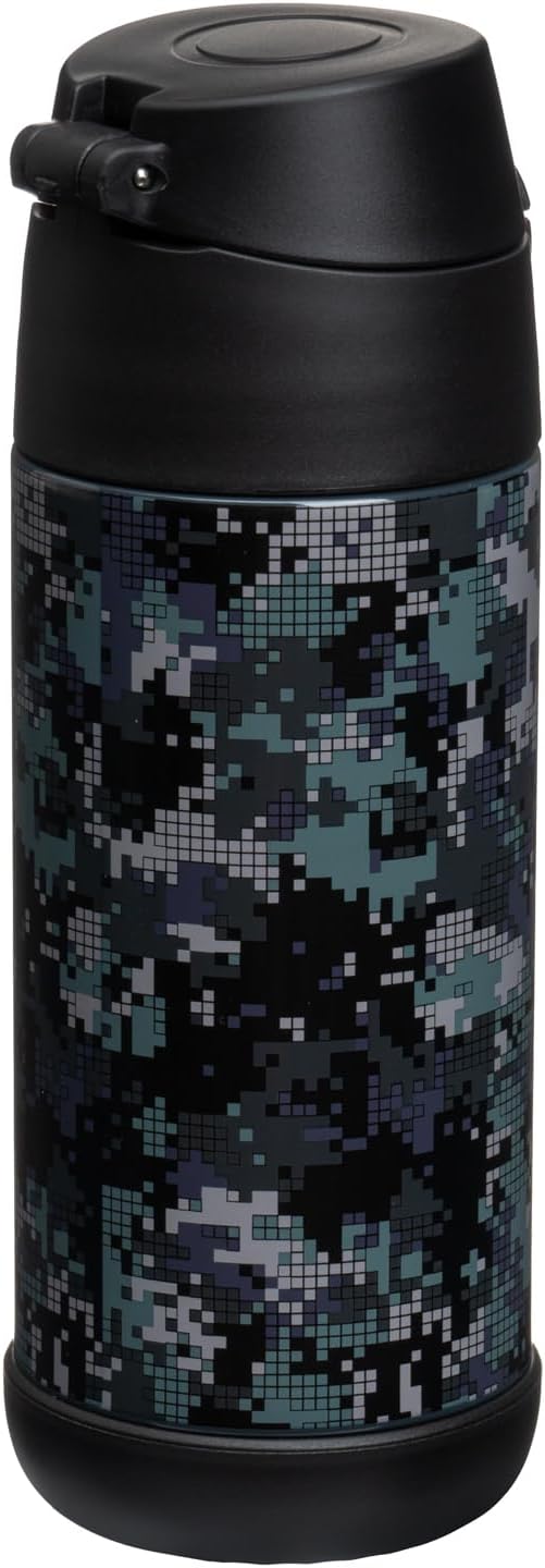 Snug Insulated Kids Water Bottle with Straw & Spout – Double-Wall Stainless Steel, Leakproof, Easy-Flip Lid – For School, Travel, Toddlers & Big Kids - Black Digi Camo, 12oz