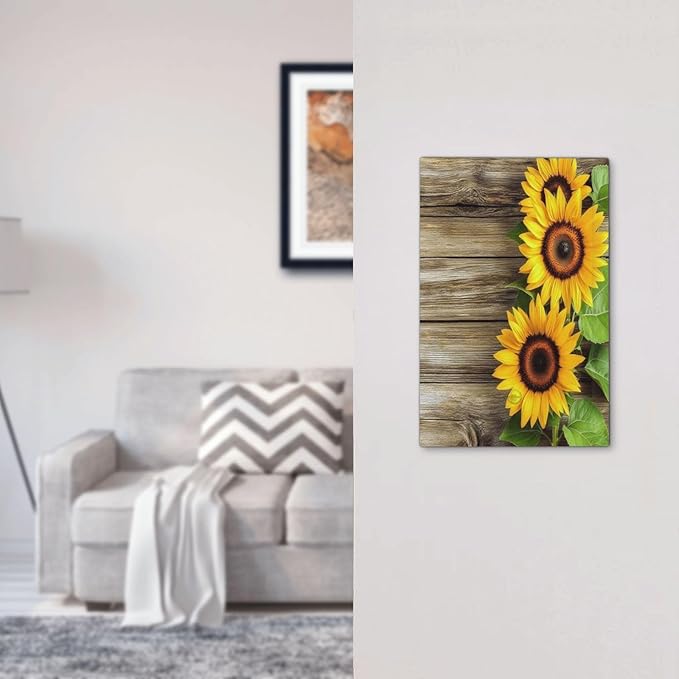 Light Switch Cover Plate Sunflowers Rustic Wood 1 Gang No Device Blank Electrical Wall Plates Faceplate Decorative Switch Plate For Farmhouse Cabin Decor