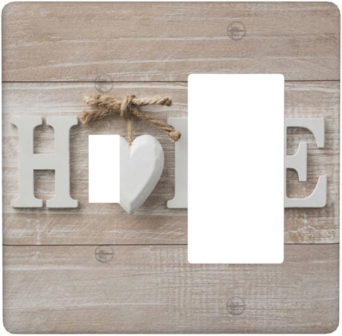 Farm Country Love Home Wood Print 2 Gang Single Toggle/Decorator Combination Light Switch Cover Decorative Combo 1-Toggle/1-GFCI/Rocker Wall Plate Cover