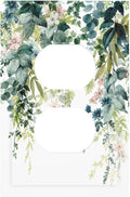 Colorful Plant Flower Sage Eucalyptus Leaves Outlet Covers 1 Gang Duplex Light Switch Cover Decorative Switch Plates Electrical Receptacle Faceplate Wall Plate for Bedroom Living Room Decor
